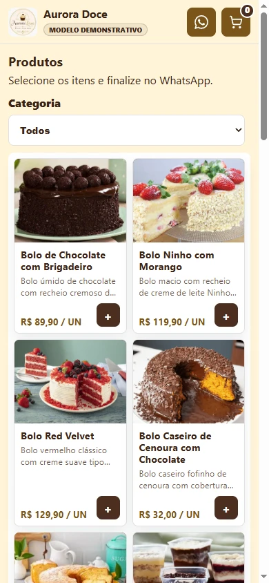 Catálogo Aurora Doce no celular