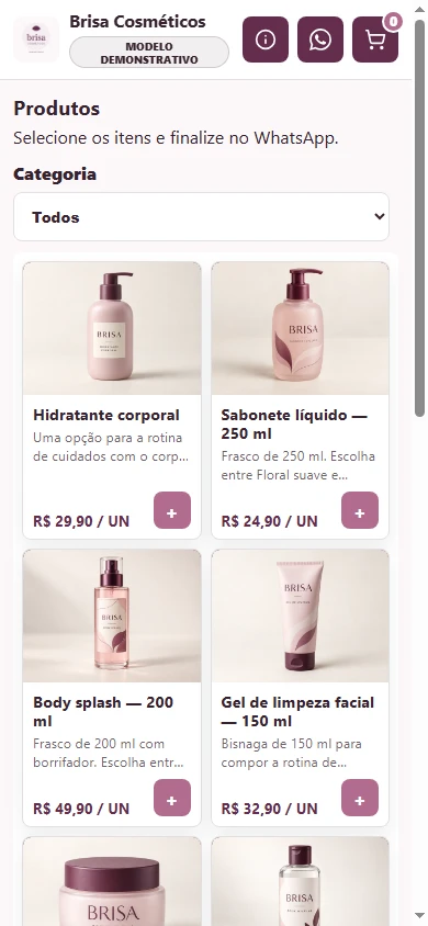 Catálogo Brisa Cosméticos no celular