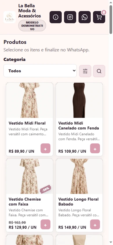 Catálogo no celular