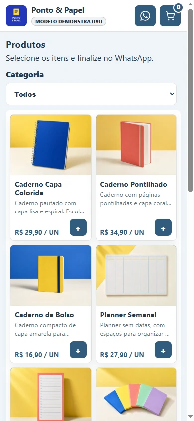 Catálogo Ponto & Papel no celular