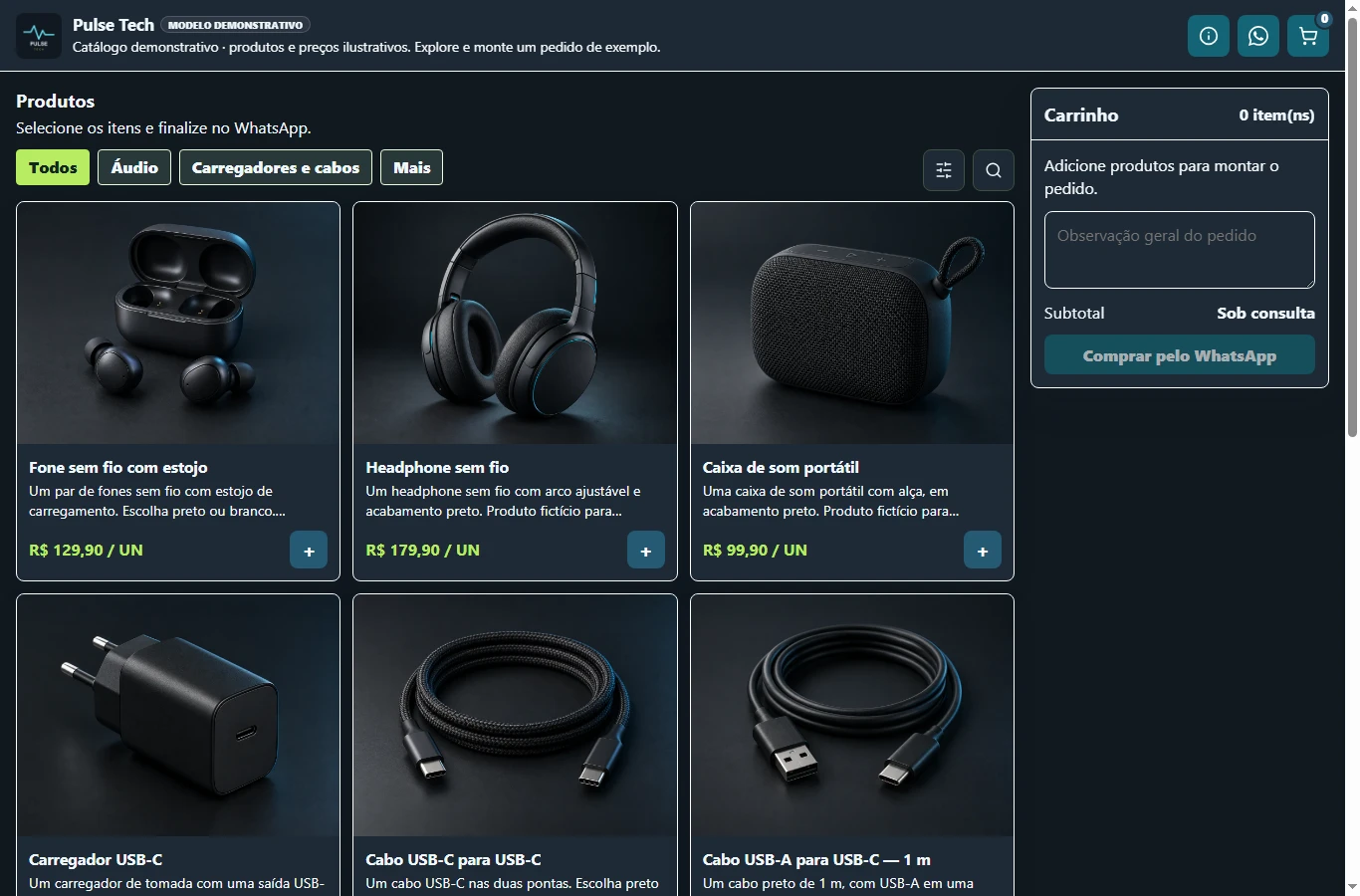 Catálogo publicado Pulse Tech na aplicação atual