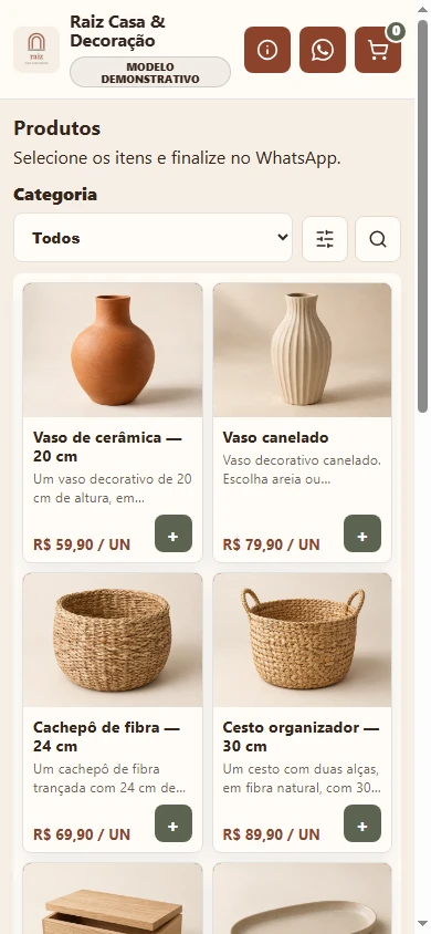 Catálogo Raiz Casa & Decoração no celular